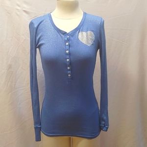 PINK brand super cute bling heart long sleeve shirt size s